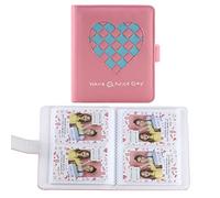 Phoebe 2 * 3 Inch PU Photo Album 64 Pockets Heart Weave Collectbook for Fujifilm Instax Instant Mini Flim/2 * 3 Inch Photo (Dark Pink)