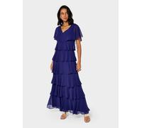 Phoebe Tiered Chiffon Blue Maxi Dress GWD by GEORGE W. DAVIES Cobalt 10