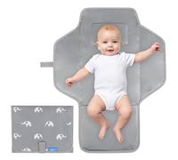 PHOEBUS BABY Portable Changing Mat Travel - Waterproof Compact Diaper Changing Pad with Built-in Pillow - Lightweight & Foldable Changing Station, Newborn Shower Gifts(Cute Elephant)