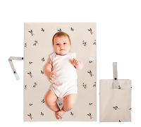 PHOEBUS BABY Vegan Leather Portable Changing Pad - Waterproof Compact Changing Mat - Foldable Travel Diaper Changing Pad, Newborns Shower Gifts (Olive Branch with Strap, 20"*28")