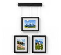 PHOENANCEE Exhibit Picture Frame Gallery Set,Hanging Photos Display Collage Wall Decor,Hanging Picture Frames for Hallway Entryway Stairway Living Room,Adjustable Layout,8X10 Set of 3,Black