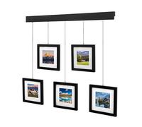 PHOENANCEE Solid Wood, Hanging Collage Exhibit Picture Frame Gallery, for Multiple Pictures, Adjustable Wall Collage Displays for Wall, Five 5X7 inches(Black)