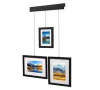 PHOENANCEE Solid Wood, Hanging Collage Exhibit Picture Frame Gallery, for Multiple Pictures, Adjustable Wall Collage Displays for Wall,one 5X7 and Two 8X10(Black)