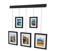PHOENANCEE Solid Wood, Hanging Collage Exhibit Picture Frame Gallery, for Multiple Pictures, Adjustable Wall Collage Displays for Wall, Two 5X7 and Three 8X10(Black)