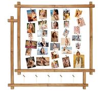 PHOENANCEE Wood Photo Display Board - Hanging Collage Picture Frame Wall Mount, Holds Any Size Photos Cards Souvenirs Stamps, for Multiple Pictures, with Clips, Set of 2(Carbonized Black)