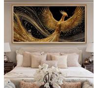 Phoeni x Diamond Art Kits Adults, DIY 5D Large Diamond Painting Golden Bird Crystal Art Kits 35.4 x 70.9 Inch, Embroidery Cross Stitch Canvas Painting by Numbers for Home Wall Decor Gifts (RD255)