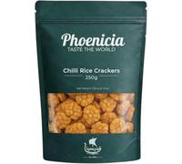 Phoenicia Chilli Rice Crackers Multipack (1, 3 or 5 x 250g) | Light Crispy Asian Snack with Spicy Kick | Crunchy Rice Crackers for Dips, Parties, Salads & Everyday Snacking (Pack Of Five)