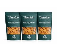 Phoenicia Chilli Rice Crackers Multipack (1, 3 or 5 x 250g) | Light Crispy Asian Snack with Spicy Kick | Crunchy Rice Crackers for Dips, Parties, Salads & Everyday Snacking (Pack Of Three)