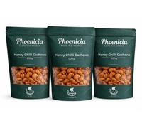 Phoenicia Honey Chilli Cashews 500g | Single, 3 Pack & 5 Pack Options | Sweet & Spicy Roasted Cashew Nuts | Crunchy High Protein Snack | Ideal for Parties, Salads, Trail Mix (Pack of 3)