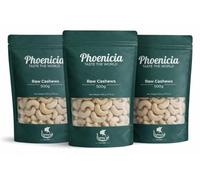 Phoenicia Raw Cashew Nuts Multipack (1, 3 or 5 x 500g) | Premium Whole Natural Unsalted Cashews | Creamy Nut Snack | Ideal for Roasting, Cooking, Baking & Plant-Based Recipes (Pack Of Three)