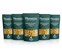 Phoenicia Saffron & Lime Cashews 500g | Single, 3 Pack & 5 Pack Options | Roasted Cashew Nuts with Citrus Zest & Aromatic Saffron | Premium Savoury Snack for Sharing & Entertaining (Pack of 5)