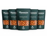 Phoenicia Smoked & Salted Almonds Bundle 500g x1, x3 & x5 Packs | Artisanal Smoked Crunchy Almond Nuts | Savoury Roasted Snack | High Protein Nut Snack | Ideal for Snacking, Salads (Pack of 5)