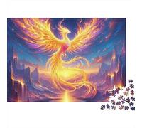Phoenix 1000 Piece Leisure Puzzle for Adults Golden Phoenix Rising Above A Magical Mountain Lake Premium Sturdy Challenging Stress Relief 52x38cm/1000pcs