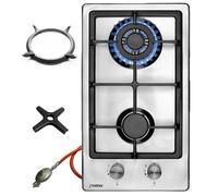 Phoenix 102SBT Gas Hob Stainless Steel Cooker 2 Lamps, Wok-Aufsatz + Herdkreuz