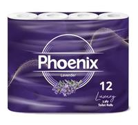 Phoenix 12 Rolls 3-Ply Toilet Paper - Choose from 4 Variants: Supreme Unscented, Aloe Vera, Lavender Scented, and Shea Butter - Soft, Strong, Absorbent for Comfort - by MegaAisle (Lavender Scent)