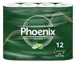 Phoenix 12 Rolls 3-Ply Toilet Paper - Choose from 4 Variants: Supreme Unscented, Aloe Vera, Lavender Scented, and Shea Butter - Soft, Strong, Absorbent for Comfort - by MegaAisle (Aloe Vera Scent)