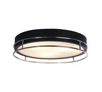 phoenix 3 light frosted glass flush light in black and chrome