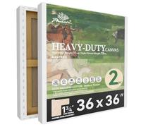 Phoenix 36x36 Inch 2 Pack Heavy Duty Stretched Canvas - 1 3/4" Thick Extra Large Square Canvas for Painting - Master Series 15 Oz. Gesso Primed Cotton Archival Canvases for Professional Artists