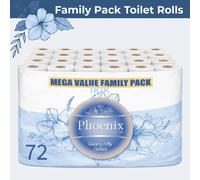 Phoenix 72 Toilet Rolls - 2 Ply Quilted Soft White Toilet Paper - Bulk