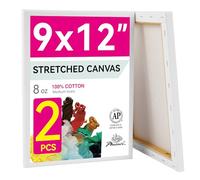 PHOENIX 9x12 Inch Pack of 2 Canvas - Stretched Canvases for Painting, 8 Oz Triple Primed 5/8 Inch Profile 100% Cotton White Blank Framed Canvas for Oil Acrylic & Pouring Art