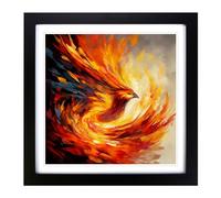 Phoenix Abstract Art No.1 Framed Print | 18x18 Inch Black Framed Wall Art | Ready to Hang | Abstract Fantasy Picture | Living Room Bedroom Lounge Office