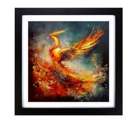 Phoenix Abstract Art No.2 Framed Print | 18x18 Inch Black Framed Wall Art | Ready to Hang | Abstract Fantasy Picture | Living Room Bedroom Lounge Office