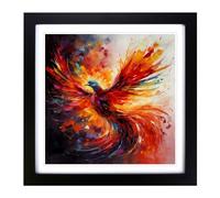 Phoenix Abstract Art No.3 Framed Print | 18x18 Inch Black Framed Wall Art | Ready to Hang | Abstract Fantasy Picture | Living Room Bedroom Lounge Office