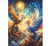Phoenix And Dragon Yin-Yang Art 1000 Piece Jigsaw Puzzle for Adults Wildlife Pet Cute Jigsaw Morning Leisure Activity Vibrant Brainteaser Perfect Holiday Present Home Decor Accent 1000 PCS