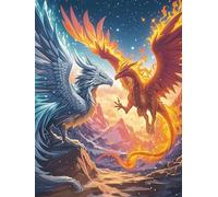Phoenix And Eagle Yin-Yang Art 1000 Piece Jigsaw Puzzle for All Ages Wildlife Pet Jigsaw Thoughtful Graduation Gift Family Activity Colourful Design Home Decor Accent 1000 PCS