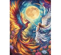 Phoenix And Girl Under The Full Moon 1000 Piece Jigsaw Puzzle for Adults Teens Wildlife Plant Study Break Relaxation Brain Exercise Colourful Design Great Gift for Students 1000 PCS