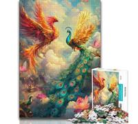 Phoenix And Peacock 1000 Piece Jigsaw Puzzles for Adults Gifts,Decompressing Intellectual Educational Toy Perfect Decoration 38x52cm