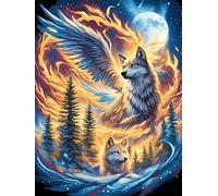 Phoenix And Wolf in A Fiery Magical Vortex 1000 Piece Complete DIY Jigsaw Puzzle Wildlife Plant Collectors Mind Relaxation Educational Decorative Puzzle Gifts for Adults Recycled Cardboard 1000 PCS