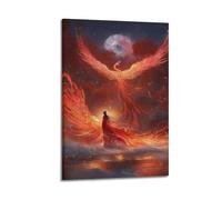Phoenix And Woman Wall Art, Artistic Print, Fantasy Poster, Unique Canvas Picture, Artistic Decor for Living Room Artistic Wall Mural Modern Hanging Decor Poster12x18inch(30x45cm)