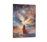 Phoenix And Woman Wall Art, Artistic Print, Fantasy Poster, Unique Canvas Picture Artistic Wall Mural Modern Hanging Decor Poster16x24inch(40x60cm)