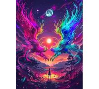 Phoenix Animal Paint by Numbers for Adults with Frame, Large Paint by Number Canvas Kits, DIY Color Oil Painting Acrylic Paints with Brushes, Hobbies for Adults Women, Home Wall Decor 40x60cm J8-269