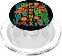 Phoenix Arizona Retro Chalk Art Style Desert Scene PopSockets PopGrip for MagSafe