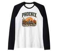Phoenix Arizona Valley of the Sun Desert Skyline Vintage Raglan Baseball Tee