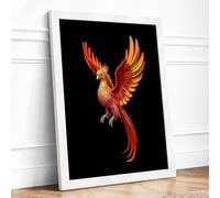 Phoenix Ascending Fantasy Framed Wall Art Print A2 (59.4×42cm) White, Wall Decor for Living Room, Bedroom, Office & Home, Ready to Hang, Art Gift