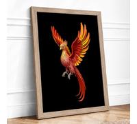 Phoenix Ascending Fantasy Framed Wall Art Print A3 (42×29.7cm) Oak, Wall Decor for Living Room, Bedroom, Office & Home, Ready to Hang, Art Gift