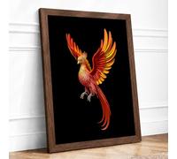 Phoenix Ascending Fantasy Framed Wall Art Print A4 (29.7×21cm) Walnut, Wall Decor for Living Room, Bedroom, Office & Home, Ready to Hang, Art Gift