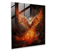 Phoenix Ascension - Digital Painting on Glass - Born, Born, Glass Art, Interior Decoration, 50cm x 50cm