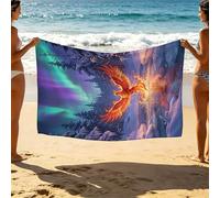 Phönix Beach Towel 36x72 Inch Lightweight Travel Essentials Aurora Beach Towels Oversized 90 x 180 Unisex Soft Comfortable Quick Dry Sand Resistant for Summer Swimming Camping Vacation Gifts SLJT-0404