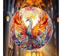 Phoenix Bird Acrylic Stained Windows Hanging Suncatcher,Flower Stained Suncatchers Window Ornament Stained Glass Panel Sun Catcher Wall Hanging Decor Birthday Gifts