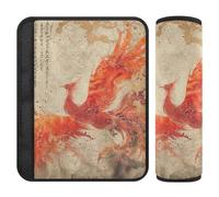 Phoenix Bird Chinese Ink Painting Red Gold 2 pcs seat Belt Covers for Adults Release Stress to Your Neck and Shoulders for Airplane accesorios para carro