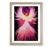 Phoenix Bird Framed Wall Art Print, Ready to Hang Picture for Living Room Bedroom Home Office, Oak A2 (48 x 66 cm)
