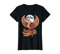 Phoenix Bird Full Moon Fire Bird Rejuvenation Value Graphic T-Shirt, Women, Black, L