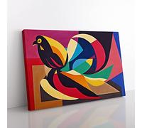 Phoenix Bird In Abstract Canvas Wall Art Print Ready to Hang, Framed Picture for Living Room Bedroom Home Office Décor, 60x40 cm (24x16 Inch)