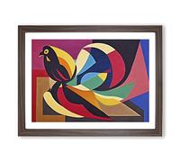Phoenix Bird In Abstract Framed Print | A3 Walnut Framed Wall Art | Ready to Hang | Abstract Fantasy Picture | Living Room Bedroom Lounge Office