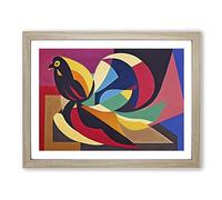Phoenix Bird In Abstract H1022 Framed Print for Living Room Bedroom Home Office Décor, Wall Art Picture Ready to Hang, Oak A2 Frame (64 x 46 cm)
