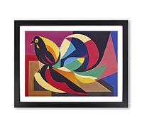 Phoenix Bird In Abstract H1022 Framed Print for Living Room Bedroom Home Office Décor, Wall Art Picture Ready to Hang, Black A4 Frame (34 x 25 cm)